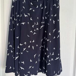 Elegant Black Skirt with White Bird Print